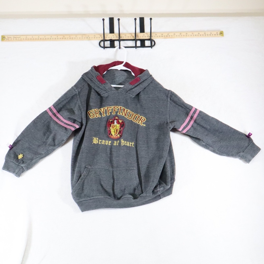 Harry Potter Gryffindor Brave At Heart Kids Hoodie Size 11-13 Years Gray Maroon